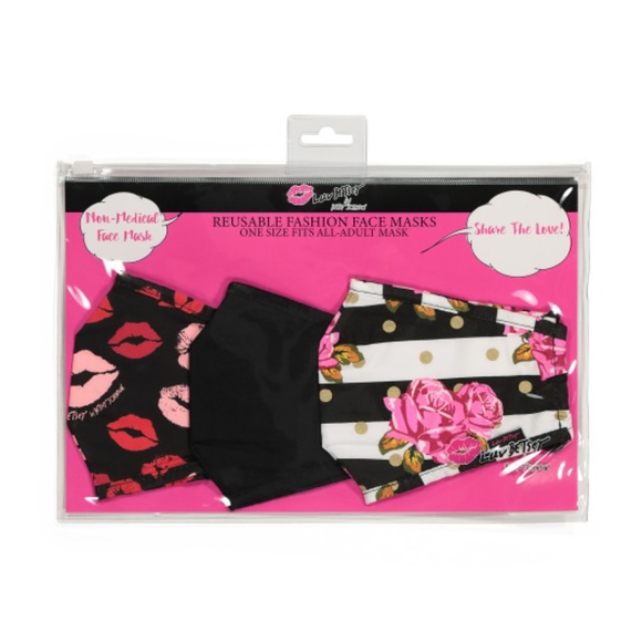 Betsey Johnson 3 Pack Mask With Storage Pouch - Picture 2 of 3